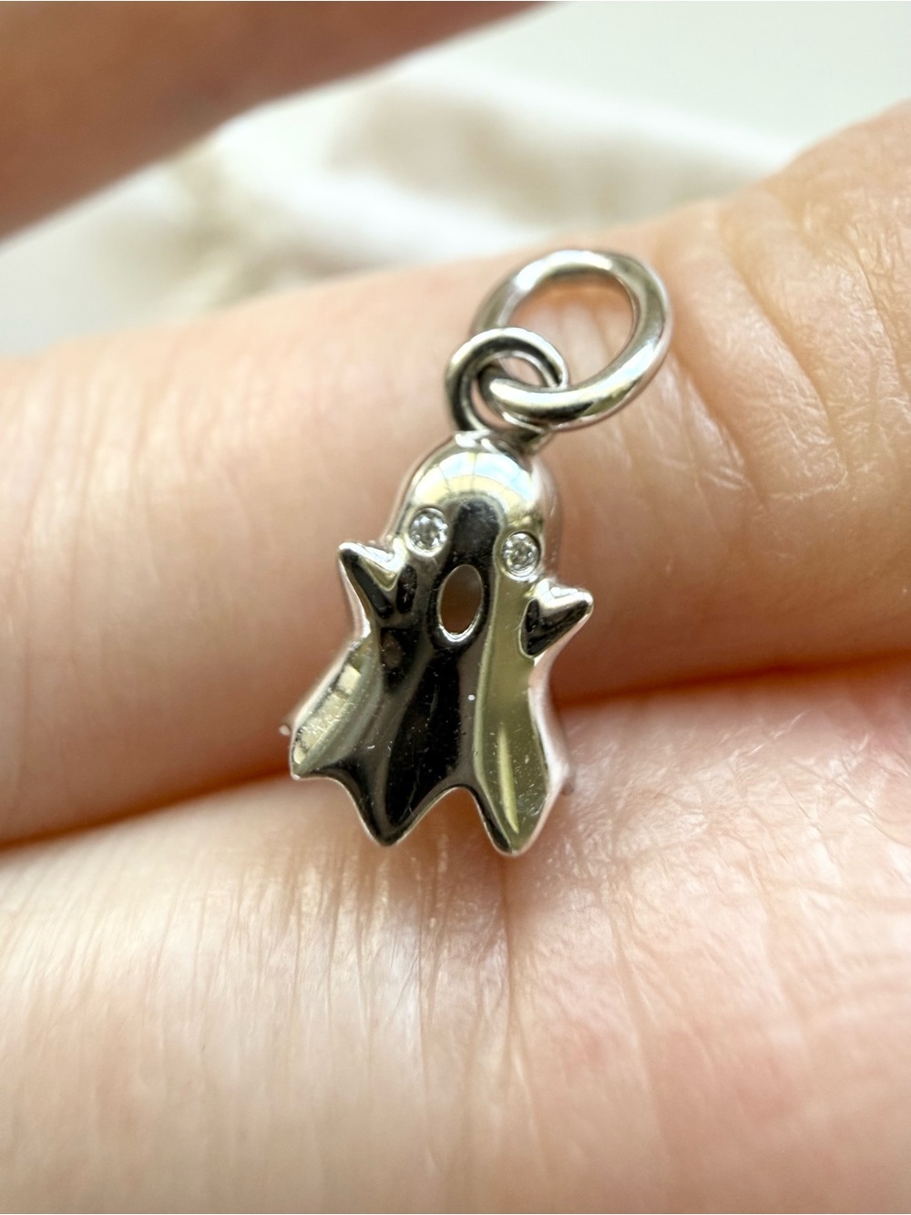 Michael Hill Sterling Silver Ghost Pendant Charm w Diamond Accents